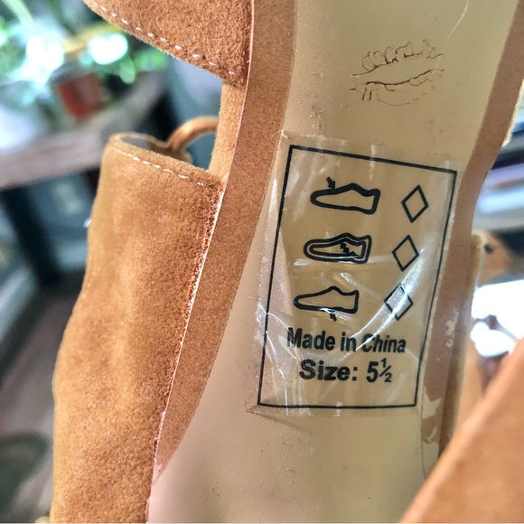 🌞SIZE 7 FIT Shoe Republic LA Chestnut Brown Suede String Up Stiletto Heels - Picture 5 of 9
